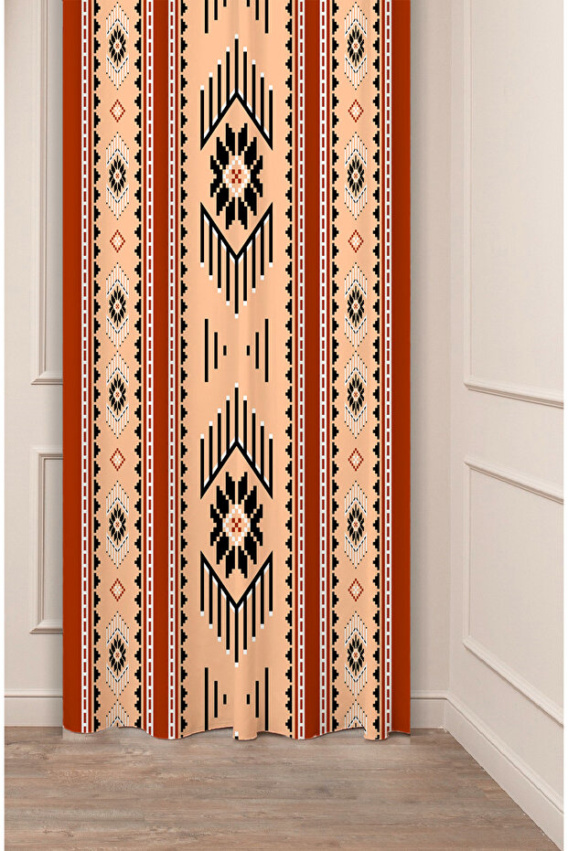 Authentic, Anatolian, Ethnic Patterned Special Design Digital Printed (Single Wing) Modern Stylish Background Curtain