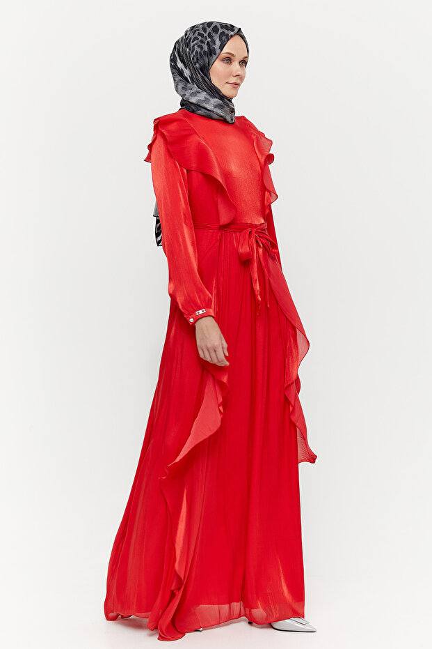 Volan Detaylı Elbise - 2