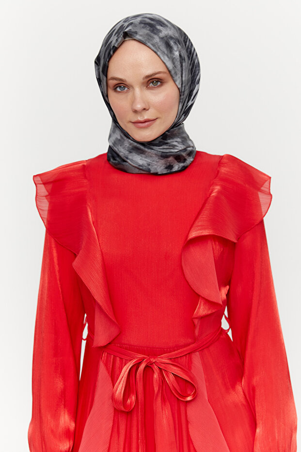 Volan Detaylı Elbise - 4