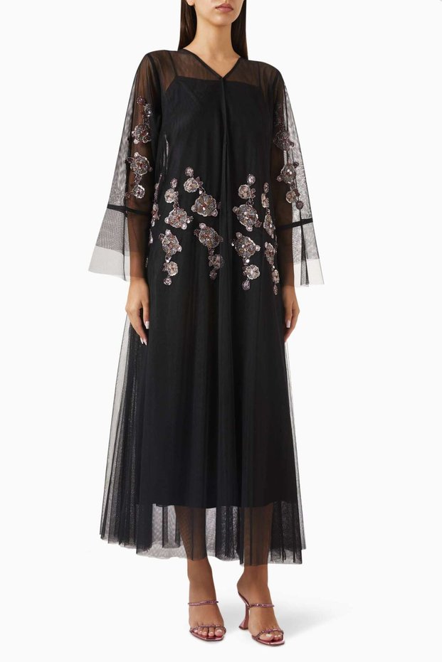 Paillette Tulle Abaya and Sheila Set Offering Elegance and Comfort in One