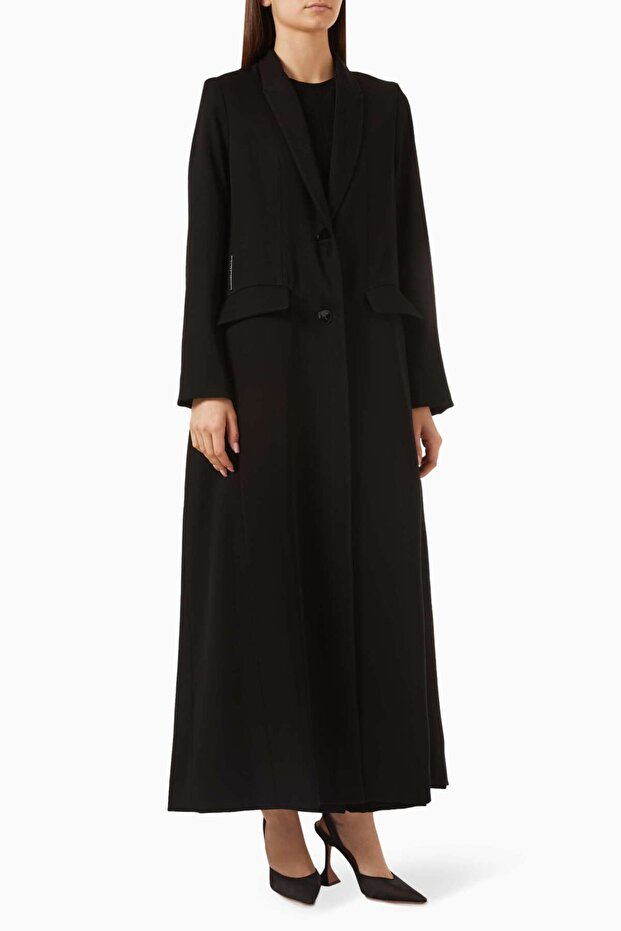 Stylish and Comfortable Coat Style Abaya High Neck Long Sleeve Design