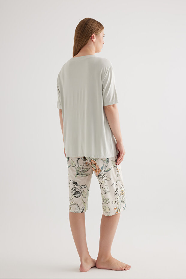 Kadın Plus Size Viskon Kapri Pijama Altı - 4