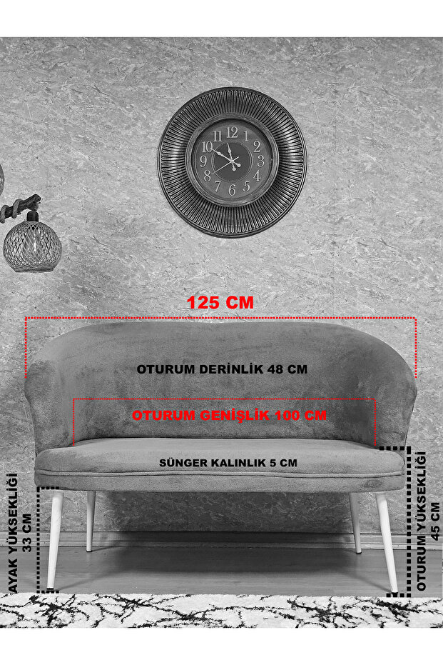 İkili TEDDY Siyah Boyalı Sivriltme Ayak Çay Seti Koltuk İkili Berjer , Balkon, Salon, Ofis - 5