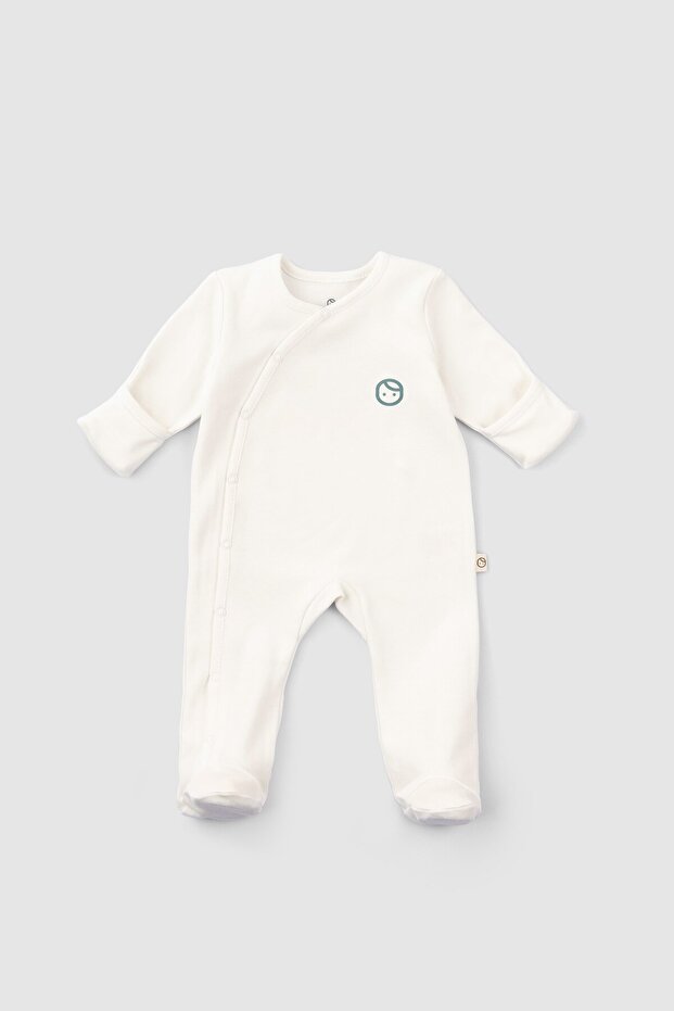 White Jumpsuit with Organic Cotton Booties and Self-Gloves
