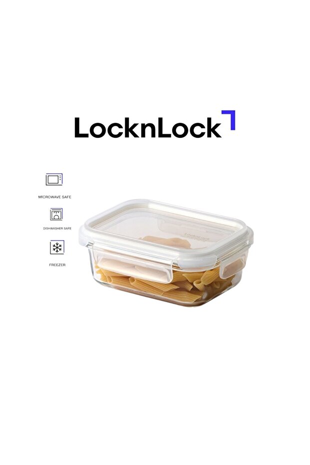 Tempered Glass Rectangle 370ml – Airtight Food Container with 4-Side Locking Lid - 1
