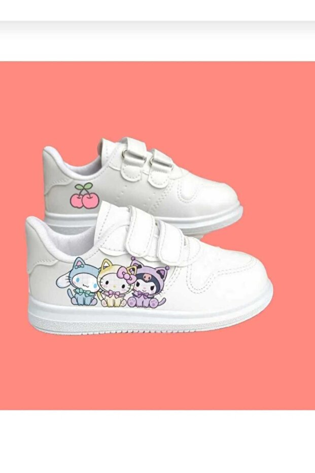 baskılı sevimli kız çocuk sneaker okul ayakkabısı - 1