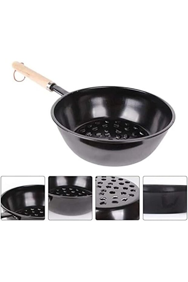 Alsaqer Charcoal Pan With Wooden Handle for Hookah, Shisha, Nargila, BBQ, Fire Starter, Coa