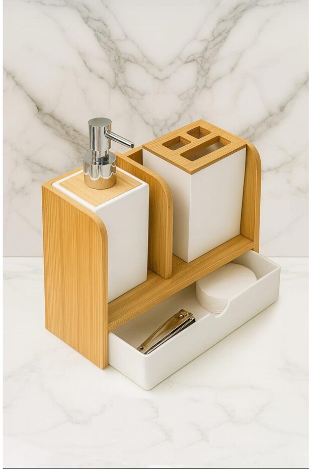 Soap Dish Set Bamboo Multi-Purpose - 4