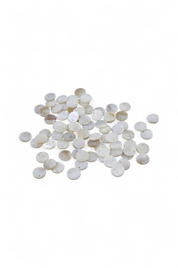 10 mm Yuvarlak Tek Delikli Krem Sedef Boncuk (40 Adet) - 2