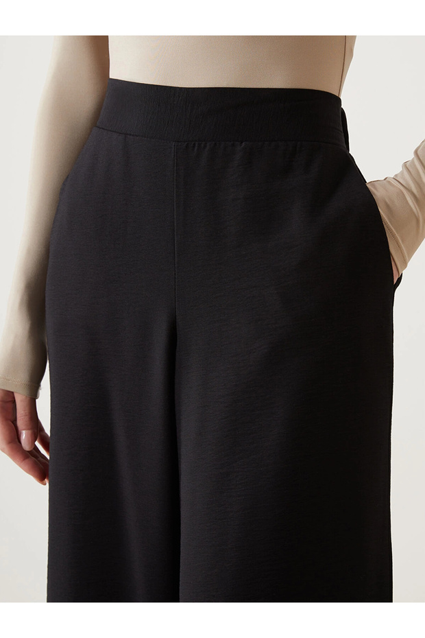 LCW Modest Siyah Beli Lastikli Kadın Pantolon - 4