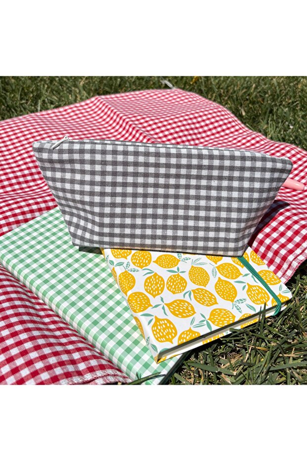 Gray Small Pötikareli Eco-Friendly Washable Zippered Tissue Pen Case / Makeup Bag