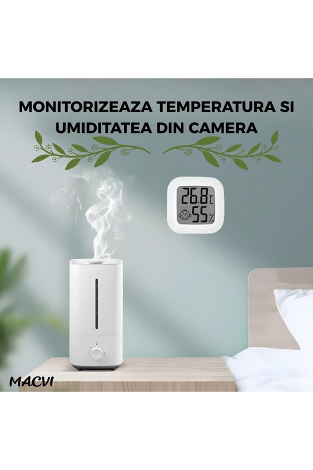 MACVI® Digital Thermometer and Hygrometer with LCD Display, Temperature and Humidity, Compact - 3