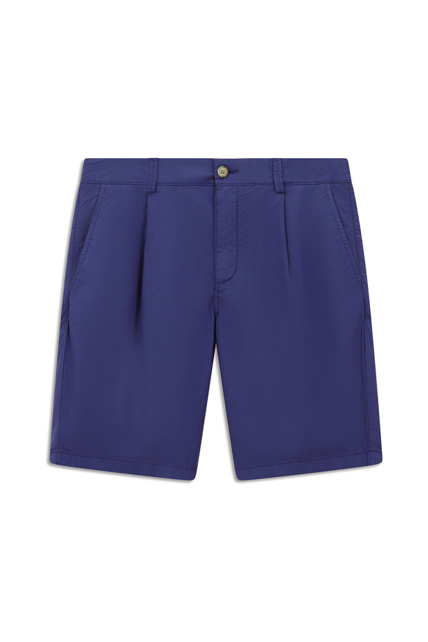Regular Fit Pamuklu Pileli Bermuda Şort - 7