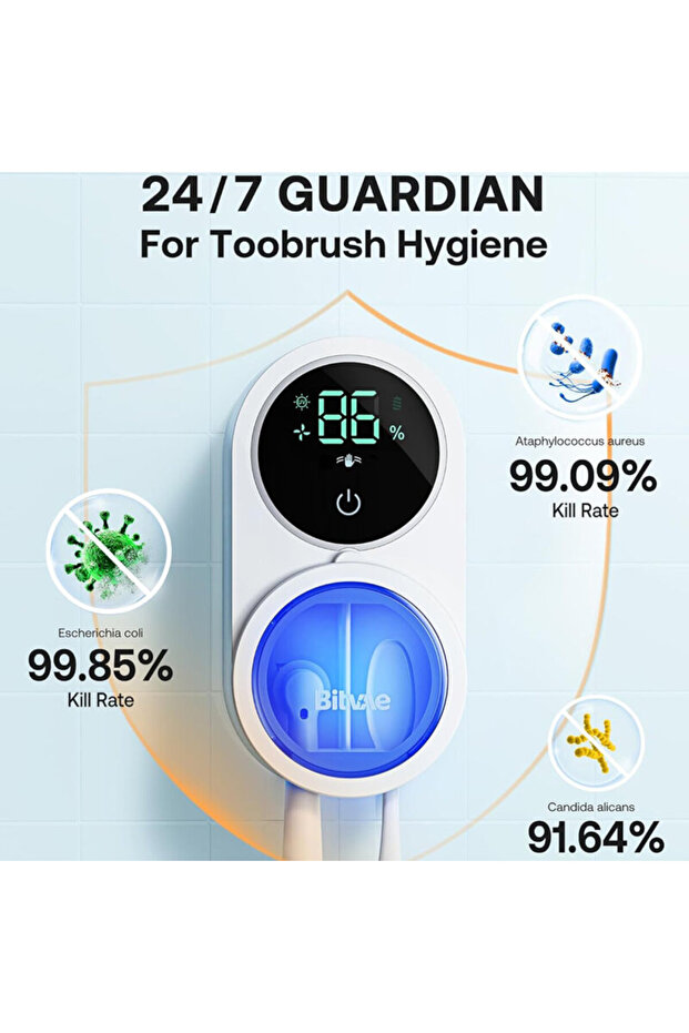 UV Toothbrush Sterilizer, Automatic BVX122, White - 2