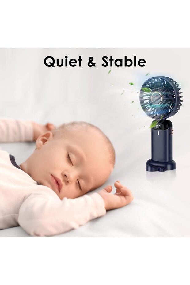 Handheld Fan 3000mAh Rechargeable Mini USB Fan –5 Speed Portable Folding Desk Fan with Power Display - 5