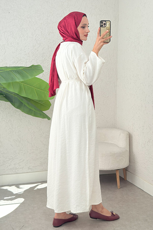 Sultan Basic Elbise 0001 - KREM - 5