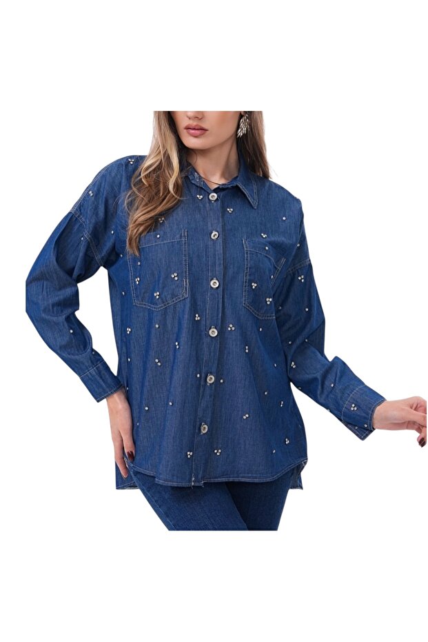 Taşlı Kot Gömlek - 2