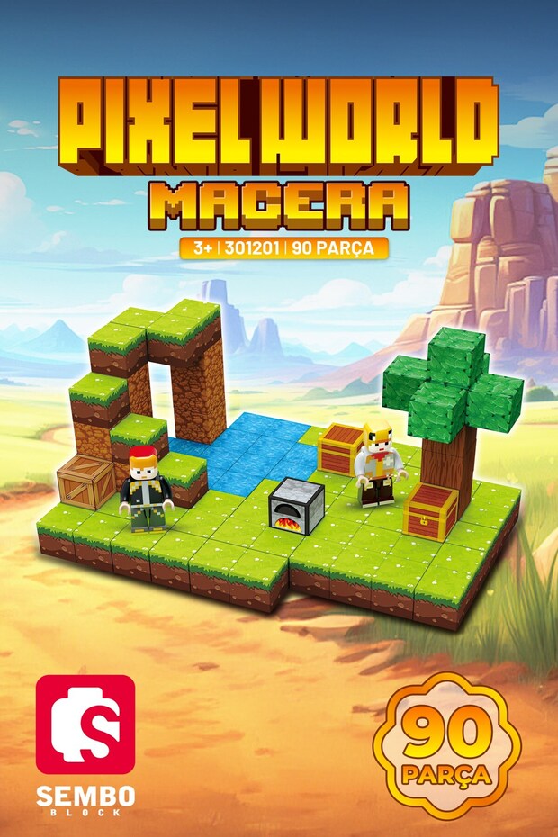 PixelWorld Macera Manyetik mıknatıslı küpler Yapı Bloğu Seti – 90 Parça - 1