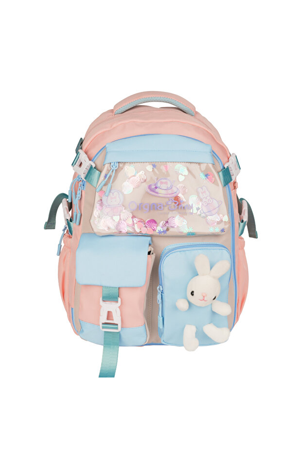 Tansu Waterproof Large Capacity Elementary School Backpack - Pink Green