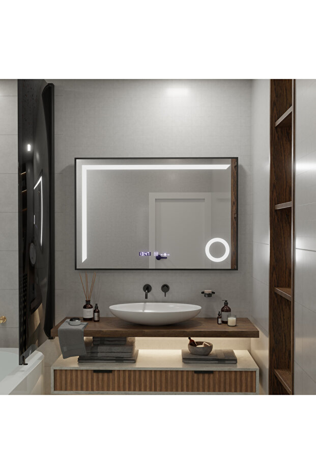 MotionGlow Sofia Sensor LED Mirror with Defog Function Thermometer Clock 110x75 cm, Dimmable - 3