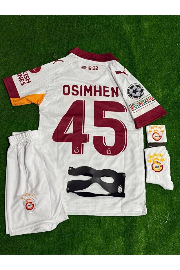 g̷a̷l̷a̷t̷s̷a̷r̷a̷y̷ 2026 Beş yıldızlı 'O.s.i.m.h.e.n/ 45 Deplasman Beyaz Çocuk Forması 4Lü Set - 1