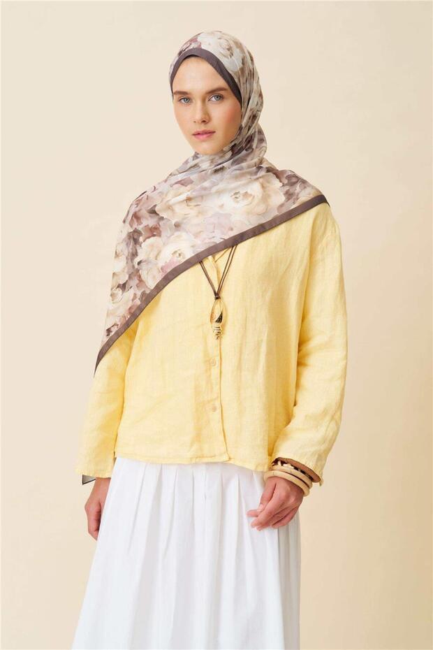 Fine Cotton Viscose Soft Shawl with Large Flower Pattern, Light and Stylish Shawl - 4