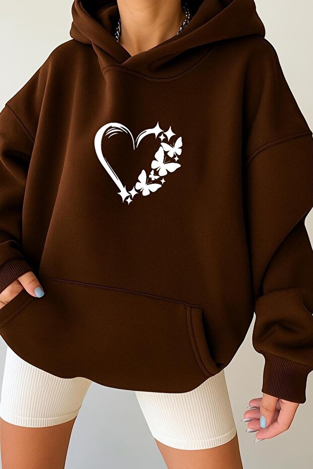 3 Yarn Combed Cotton Heart Unisex Hooded Sweatshirt