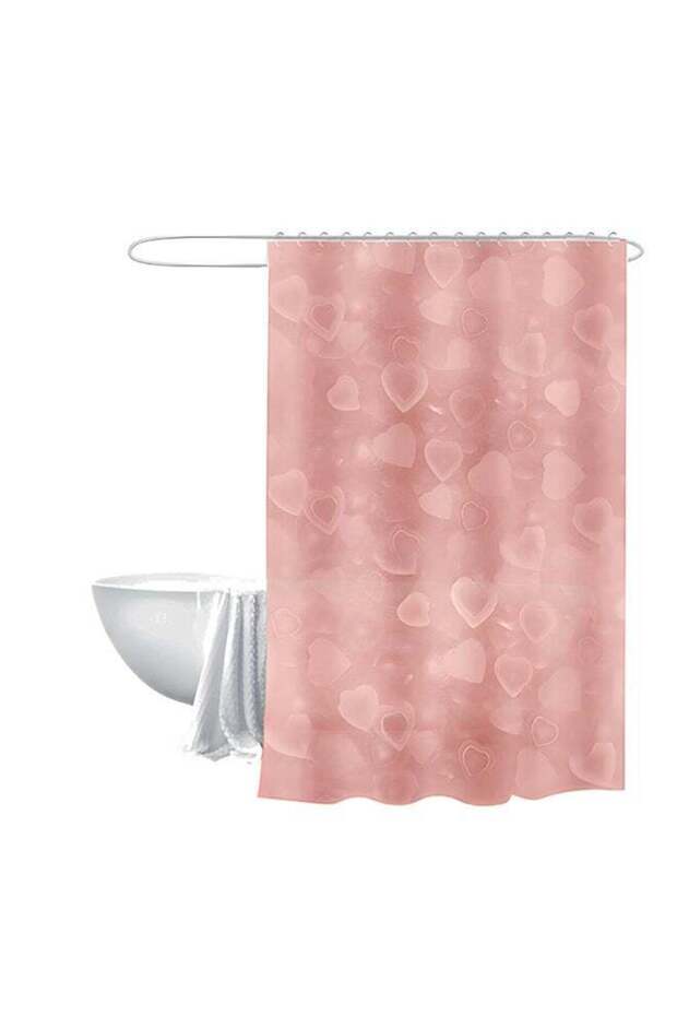 Feelings 3D Pink Hearts Bath Shower Curtain, 180 x 180cm – 70% EVA & 30% PE Waterproof Mould-Resist
