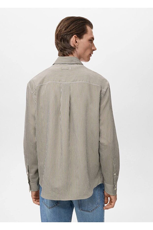 Regular kesim çizgili gömlek - 4