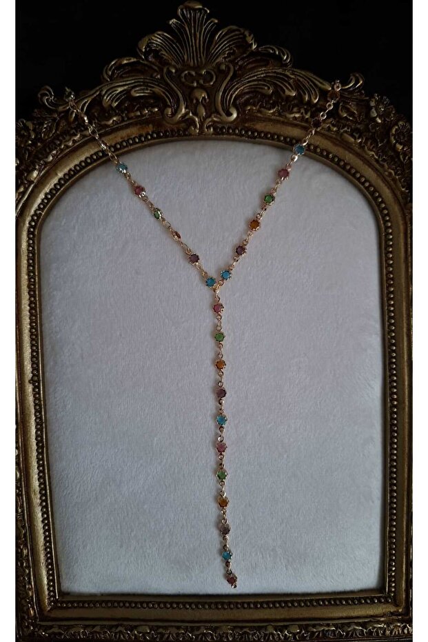 Renkli Taşlı Y Kolye - 3