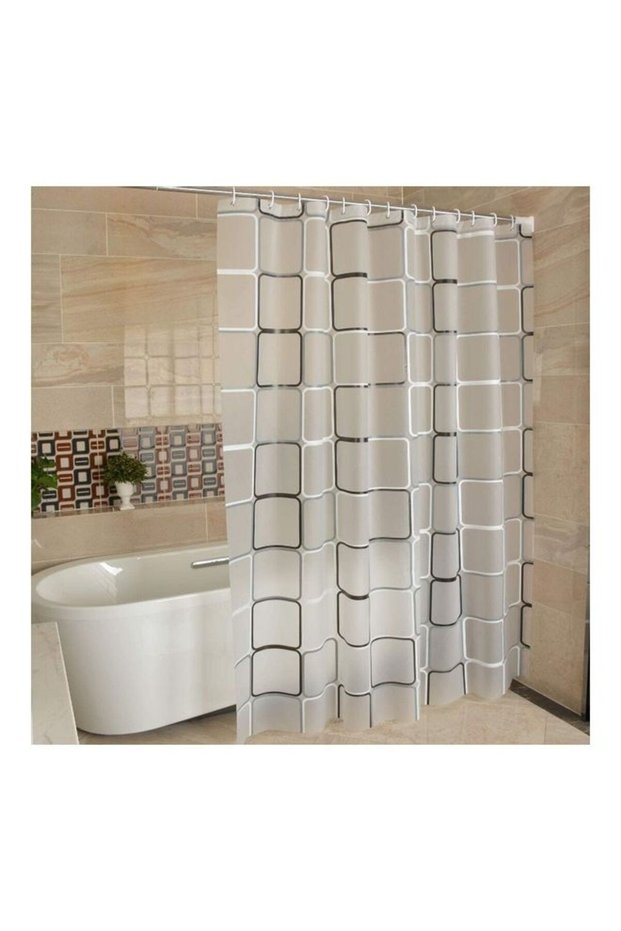 3D Pattern Waterproof Bath Curtain Clear 180x200cm