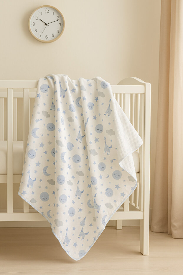 100% Cotton Double-Sided Muslin Baby Blanket 100X100 cm - for Crib, Stroller, Car and Daily Use