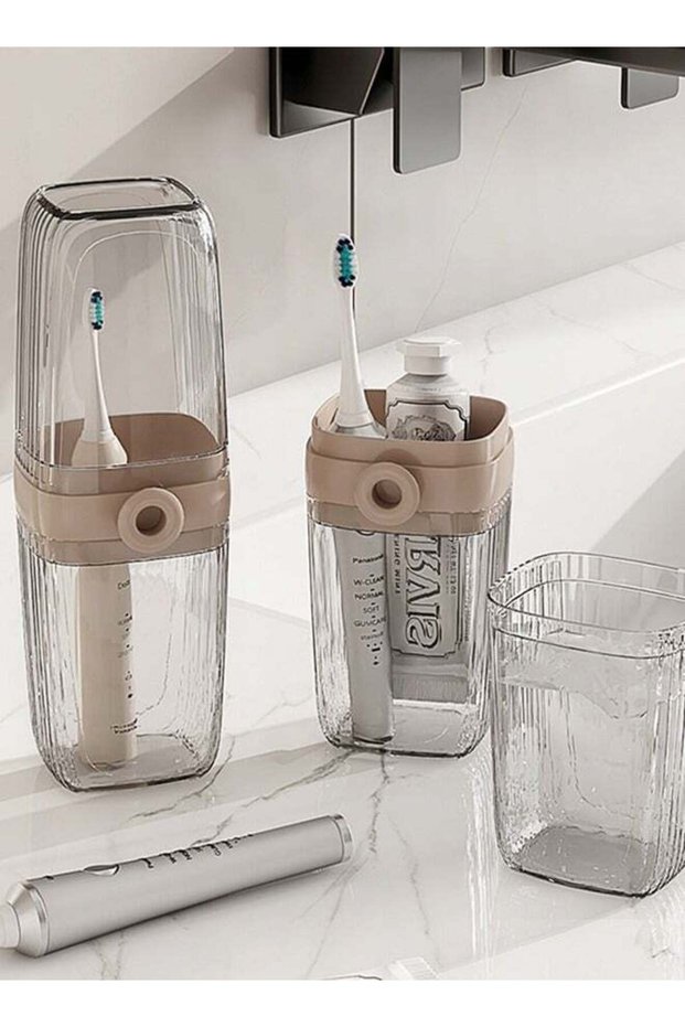 Plastic Toothbrush Box, Travel Camping Portable Reusable Storage Cup, Travel Mouthwash Cup for Toot