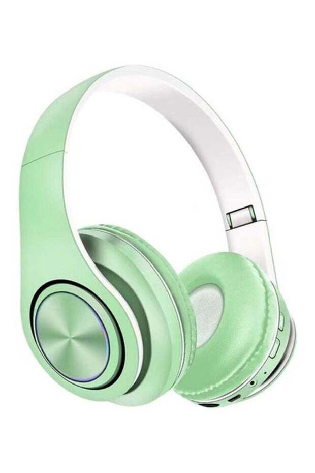 مجموعة سماعات رأس لاسلكية بلوتوث فوق الأذن باللون الأخضر - 1
