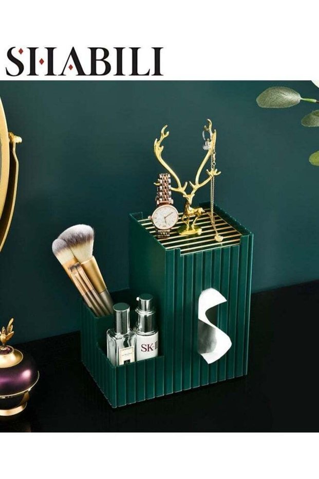1 Pack Elk Decoration PP Tissue Box Holder, Waterproof Facial Wipes Storage Box with Sundry Storage