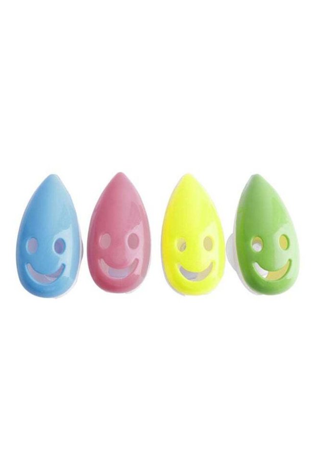 4-Piece Smile Face Toothbrush Rack Holder Set Multicolour 30x40x23mm