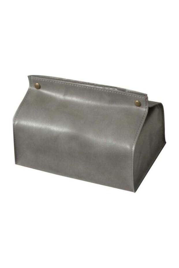 Leather Tissue Box Grey 13x20x13centimeter