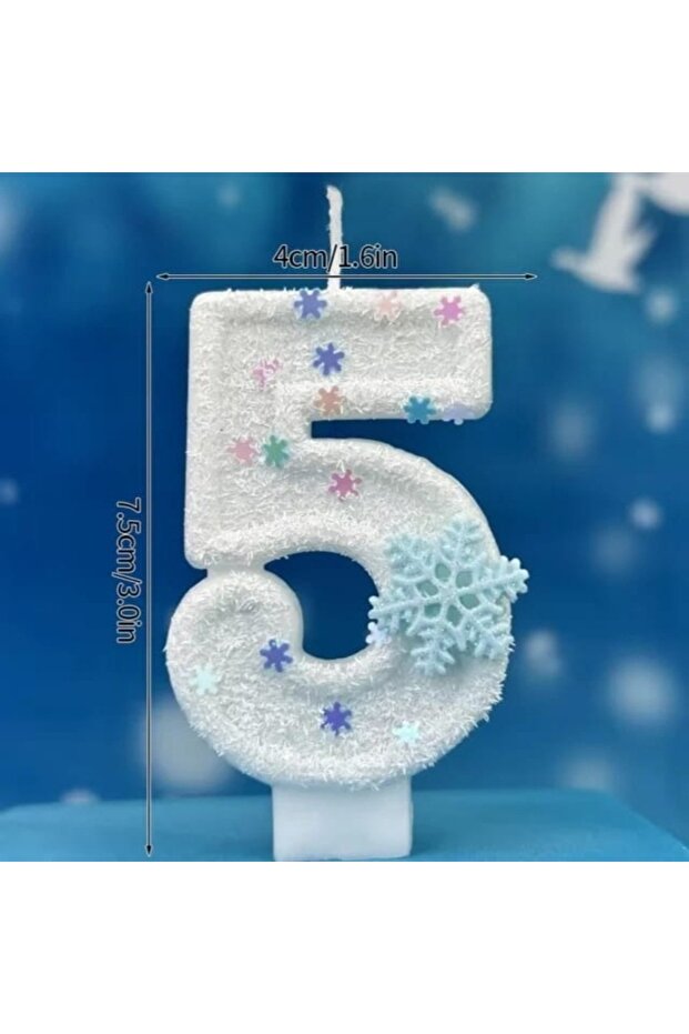 Snowflake Number 5 Birthday Candles