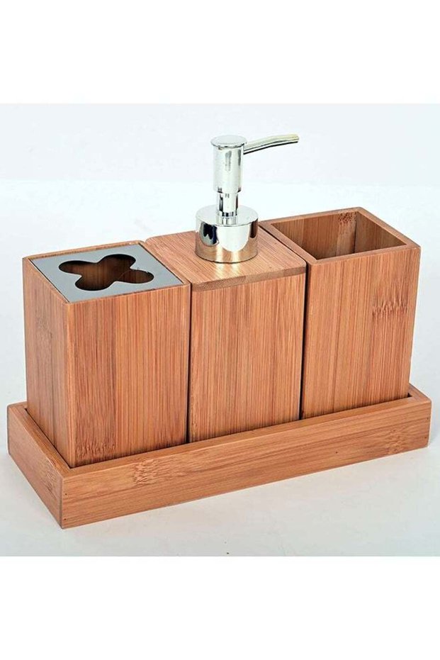 Home Pro Bamboo Bathroom Storage Set Multicolor Wooden Organization Solution for a Tidy Stylish Eco