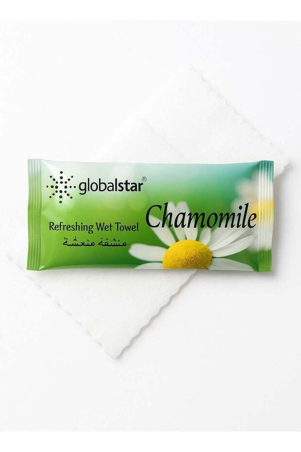 Globalstar Chamomile Refreshing Wet Towels 25pcs – Fresh Scented Cotton Towels for Daily Hygiene