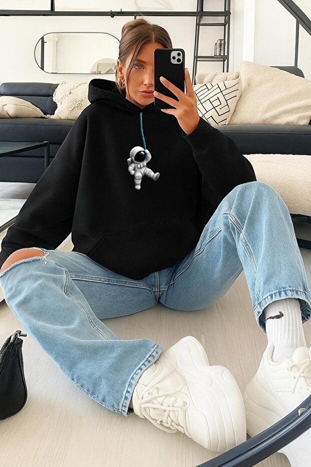 3 Yarn Combed Cotton Astronaut Unisex Hooded Sweatshirt