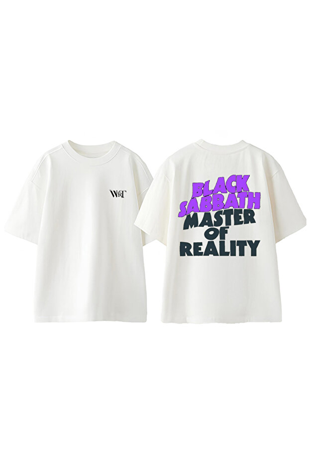 Black Sabbath 7 Design Back Printed Cotton White Oversize T-Shirt