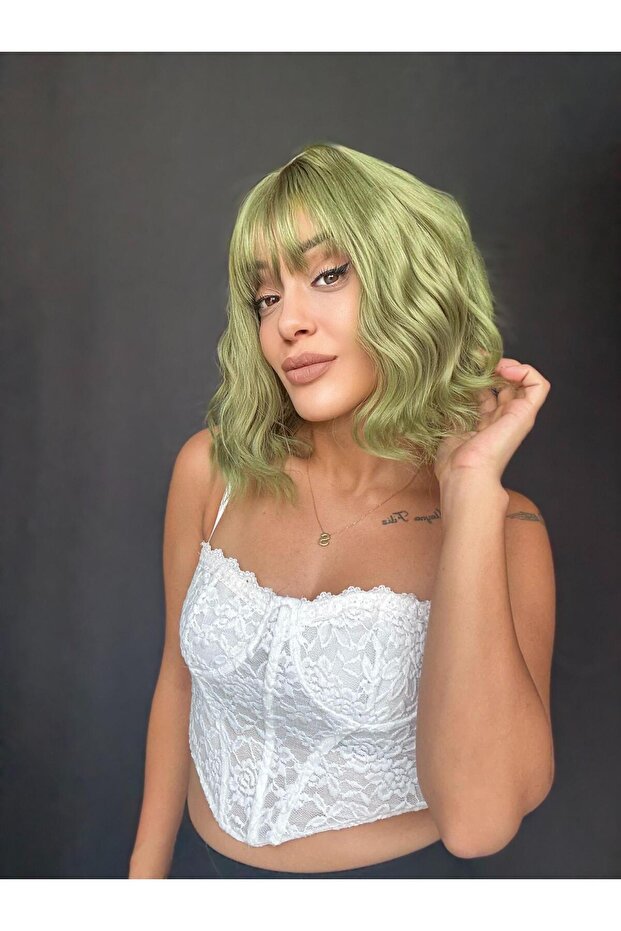 Yeşil Dalgalı Medikal Peruk - 1