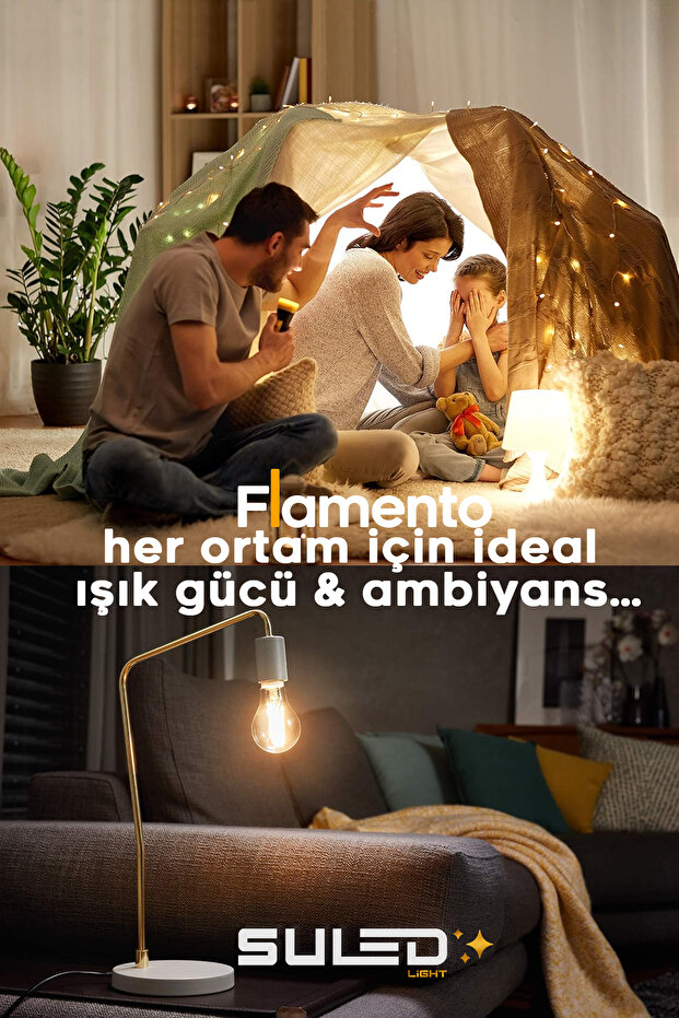 Flamento Rustik Ampül E27 Duy 220V Dimmer Uyumlu %90 Tasarruflu Ev Cafe Aplik Abajur Tavan Ampül - 2