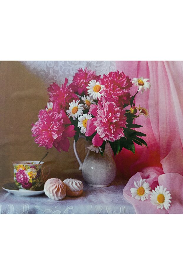 Framed Diamond Painting Beaded Tapestry Set Flowers in a Vase Size 50X40