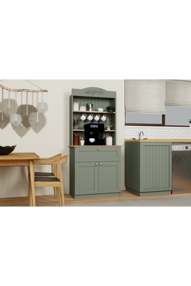 LUCAS 2 KAPAKLI KAHVE KÖŞESİ, AÇIK CEVİZ YEŞİL - 2