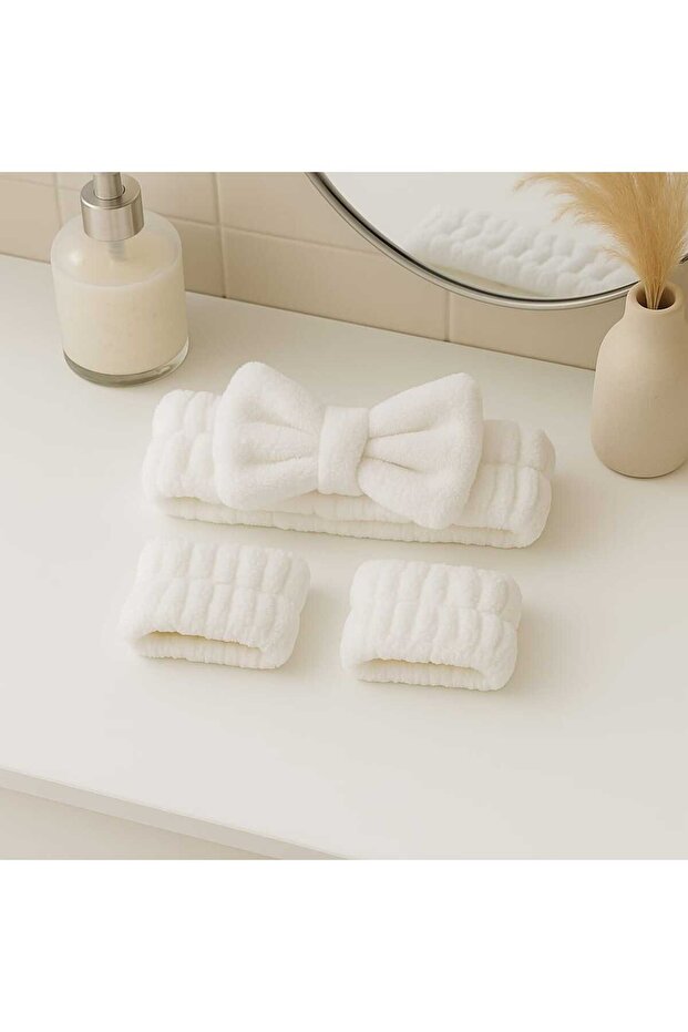 Microfiber Welsoft Hairband and Wristband Set – for Makeup & Face Washing