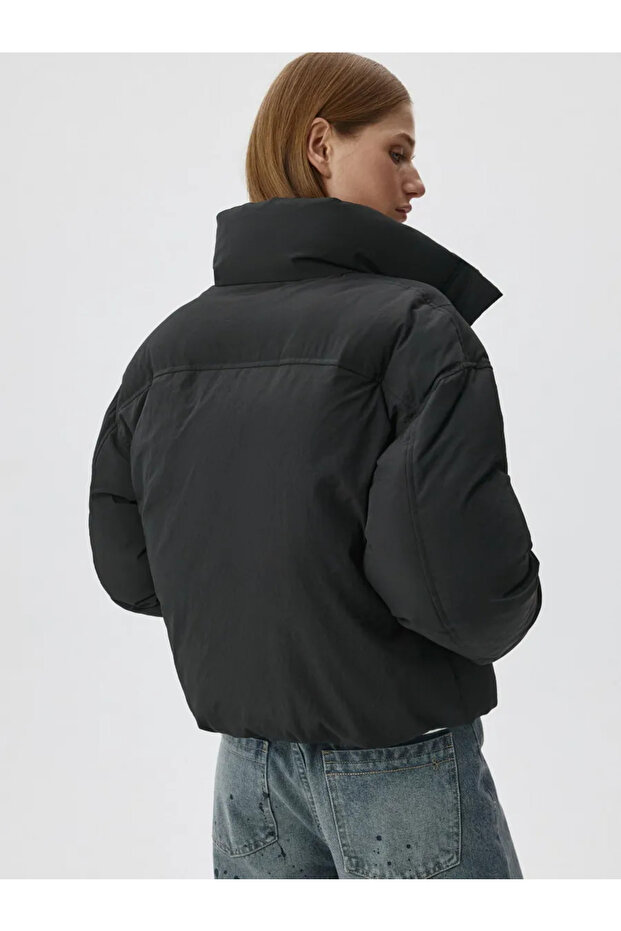 kadın siyah şişme mont - 3