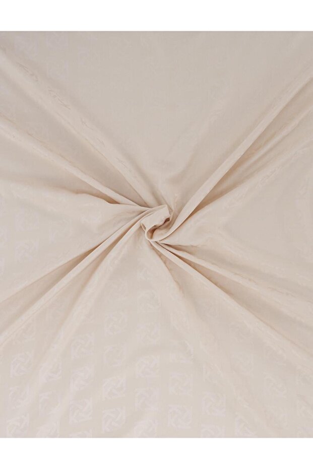 Logolu İpek Eşarp Açık Bej - 2