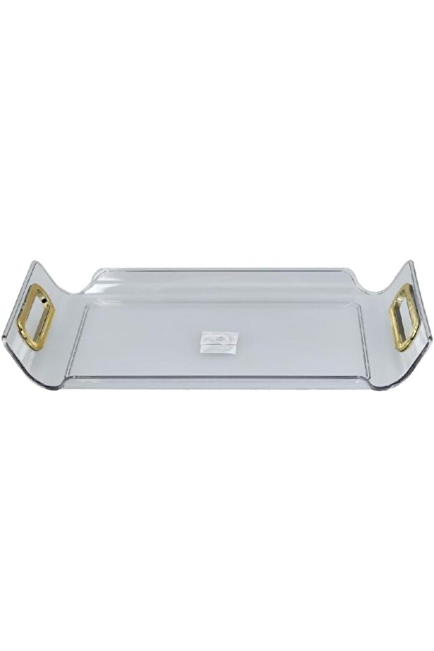 Rectangular Raised Edge Serving Tray With Handle Clear And Brown X Large Y1K150050 Cl - 1